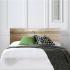Grooved Wooden Bed Headboard.  - view 1